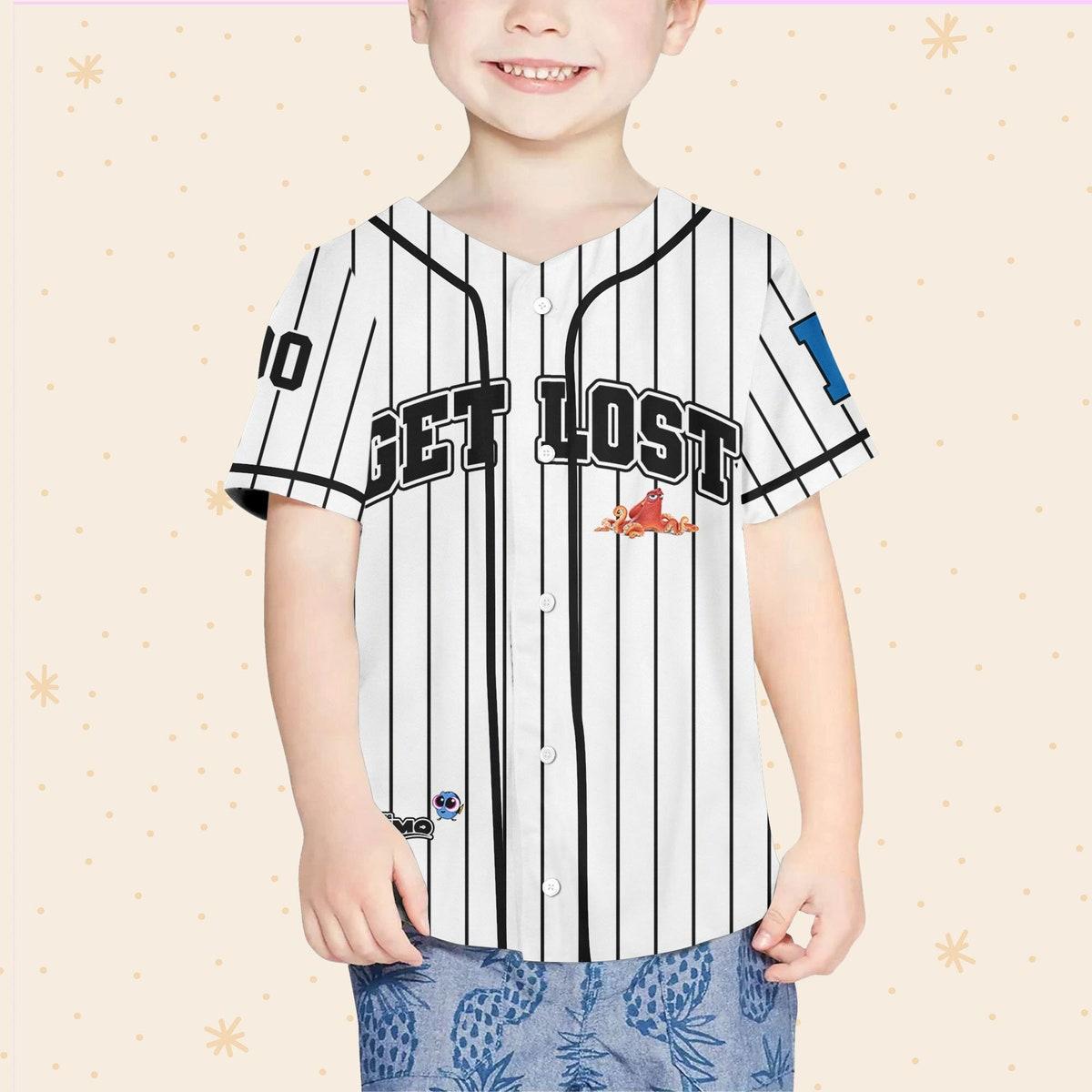 Personalize Finding Nemo Get Lost White Disney Baseball Jersey 4