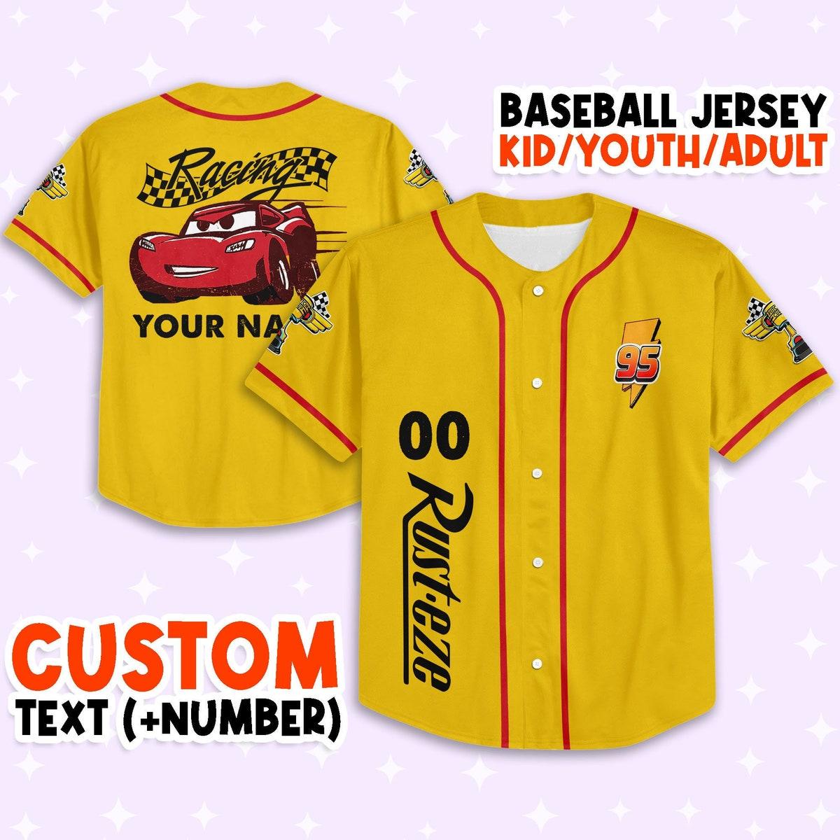 Personalize Lightning Mcqueen Racing Red Custom Baseball Jersey 1