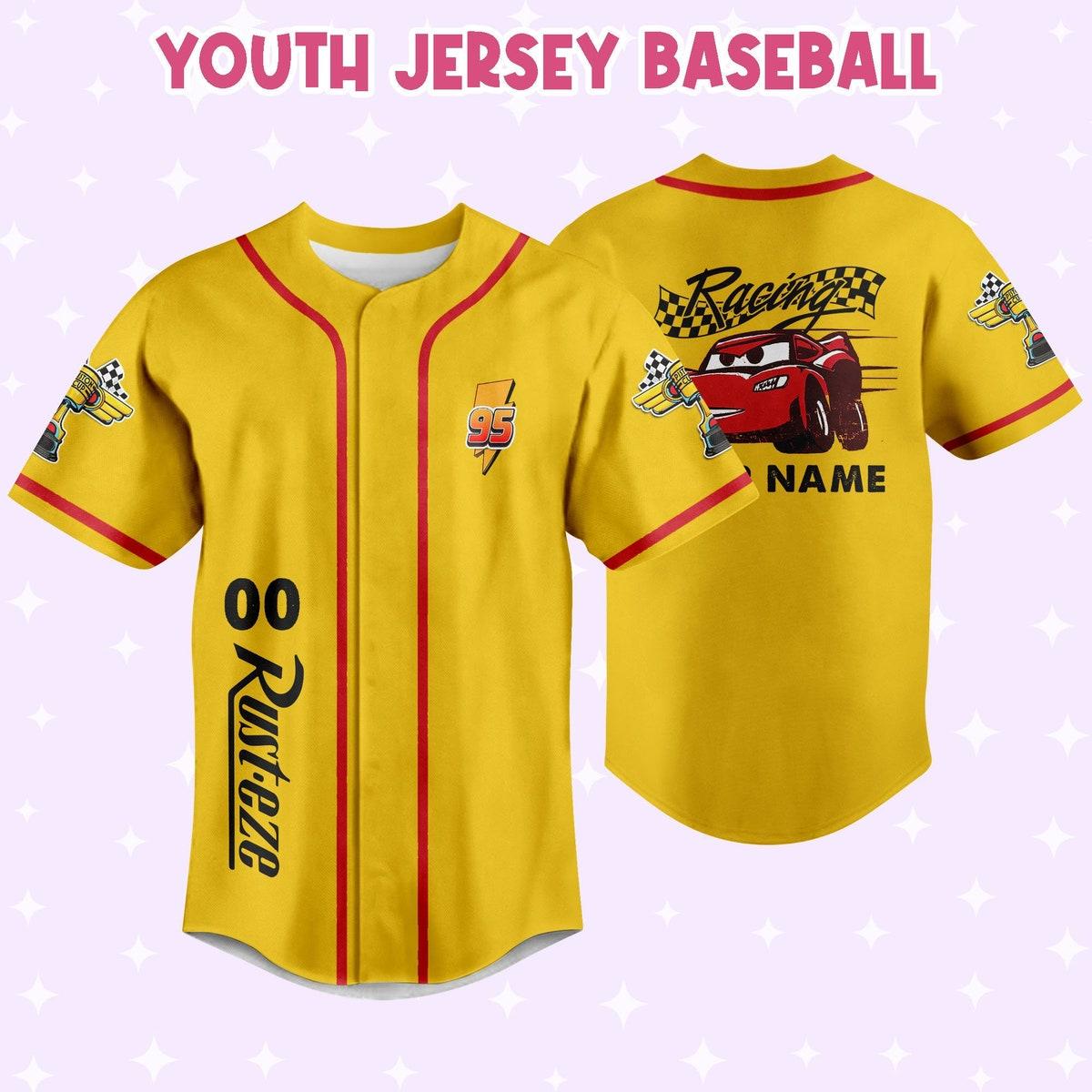 Personalize Lightning Mcqueen Racing Red Custom Baseball Jersey 3