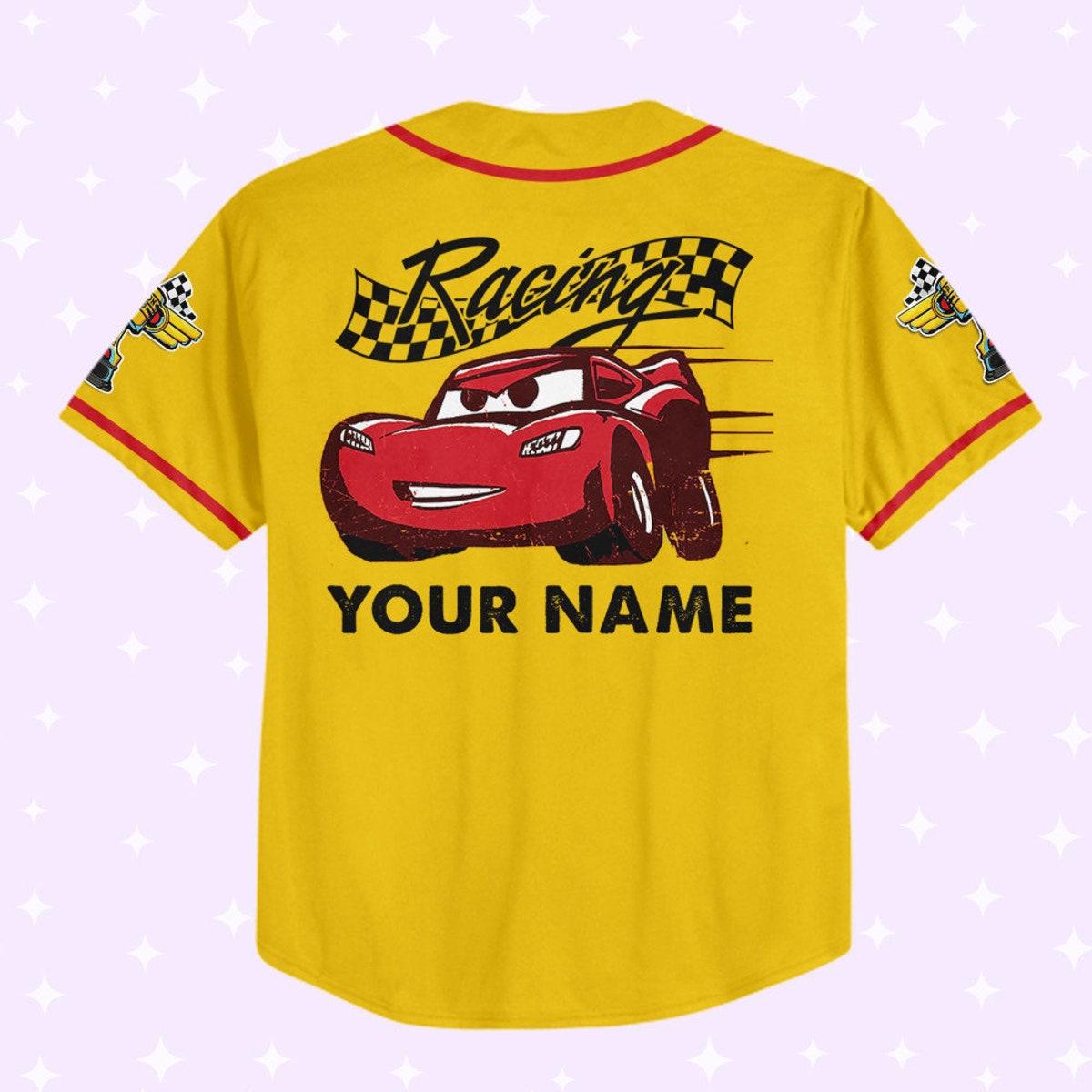 Personalize Lightning Mcqueen Racing Red Disney Baseball Jersey 3