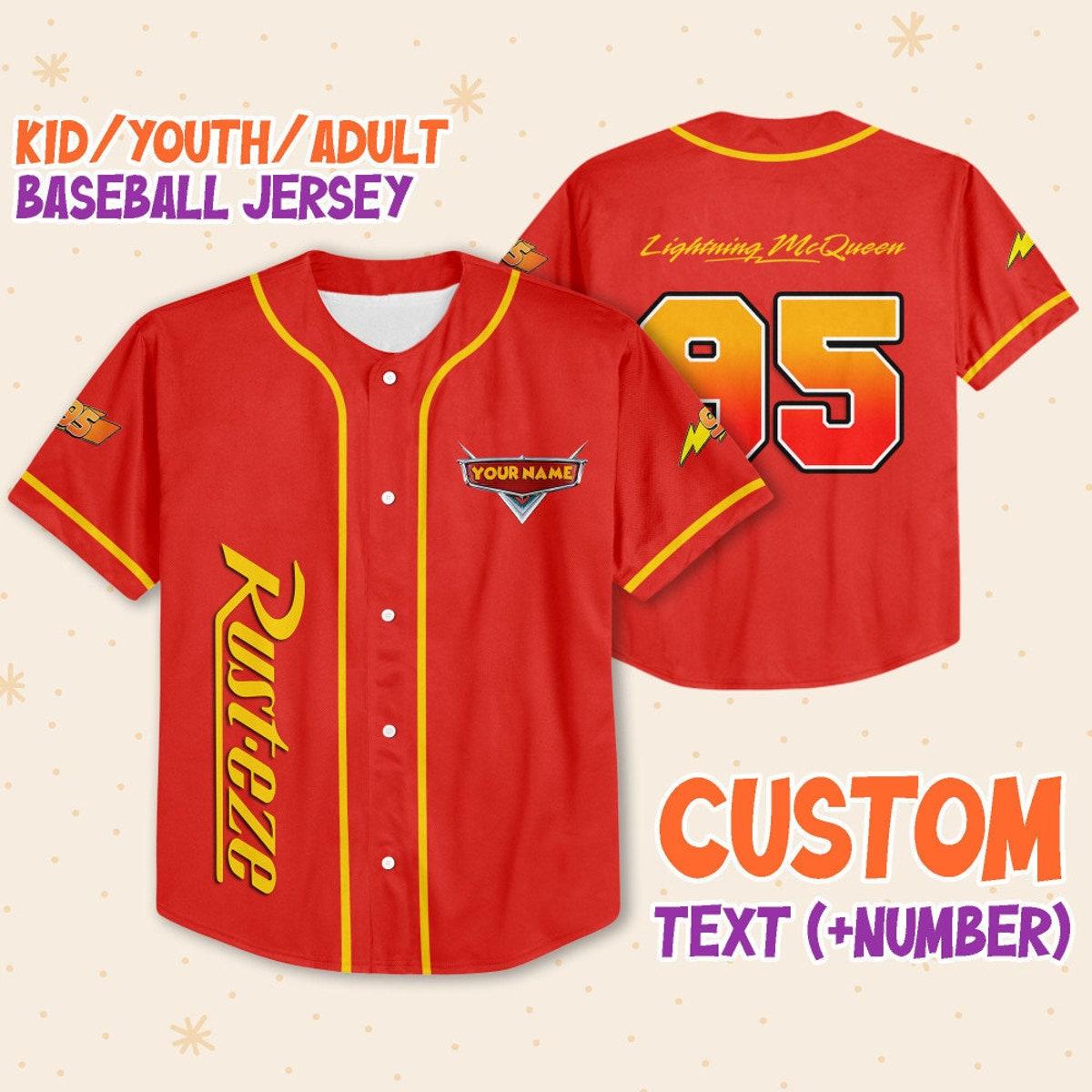 Personalize Mcqueen Red Disney Baseball Jersey 1