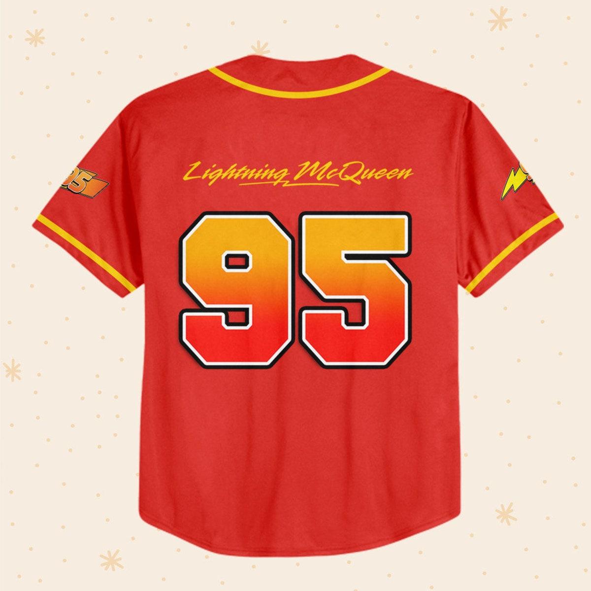 Personalize Mcqueen Red Disney Baseball Jersey 3