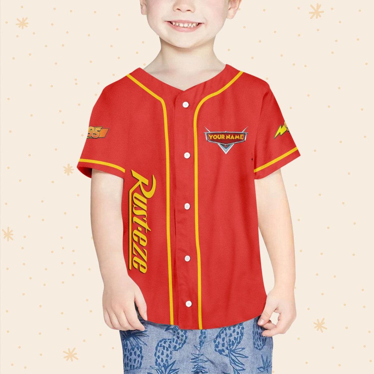 Personalize Mcqueen Red Disney Baseball Jersey 4