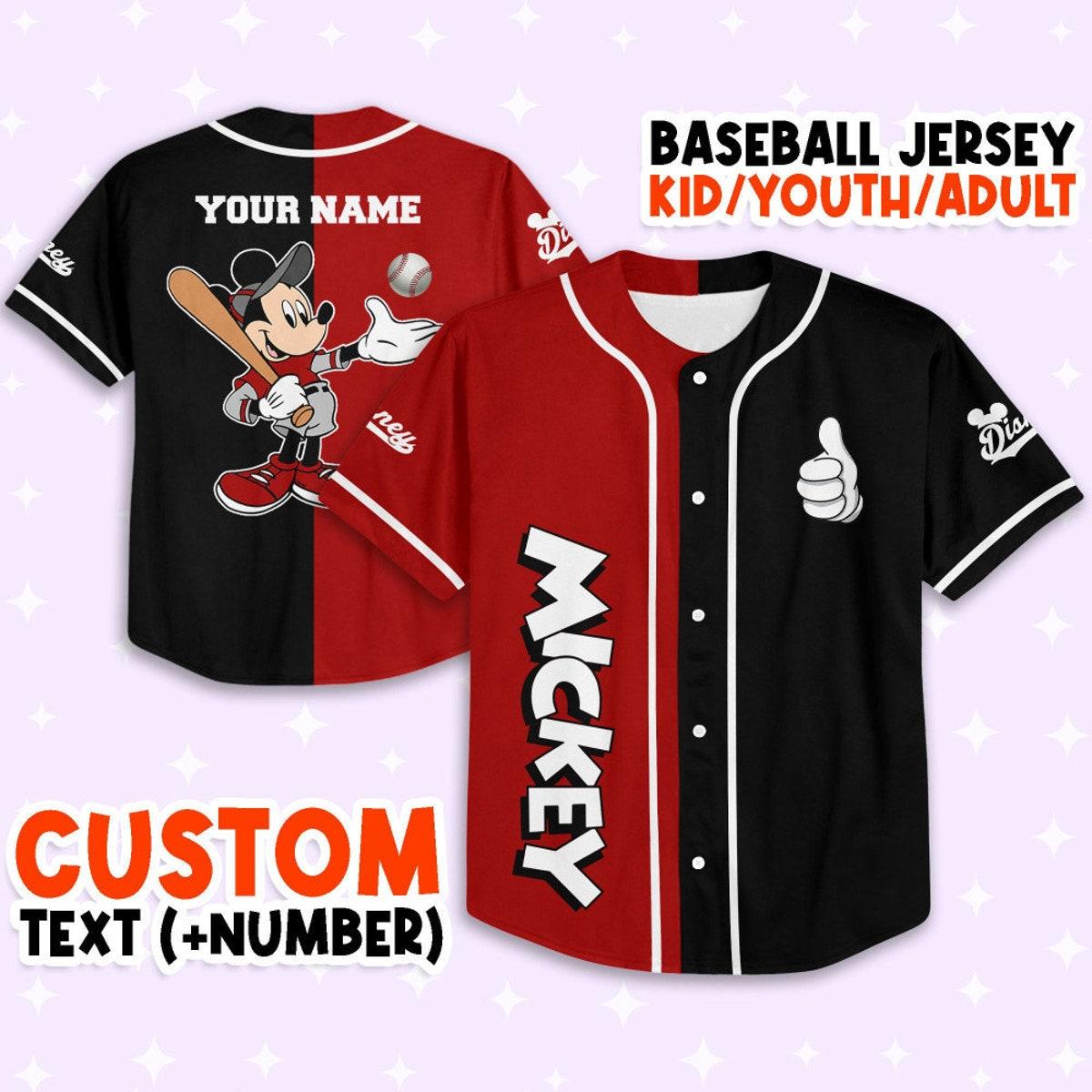 Personalize Mickey Baseball Red Black Custom Baseball Jersey 1