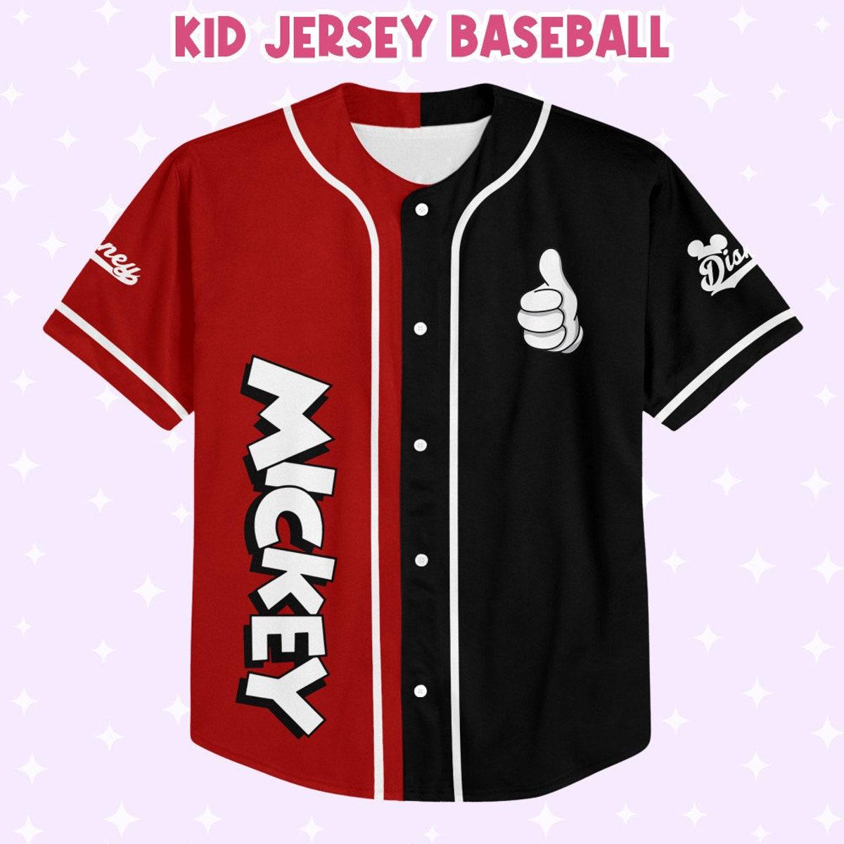 Personalize Mickey Baseball Red Black Custom Baseball Jersey 2