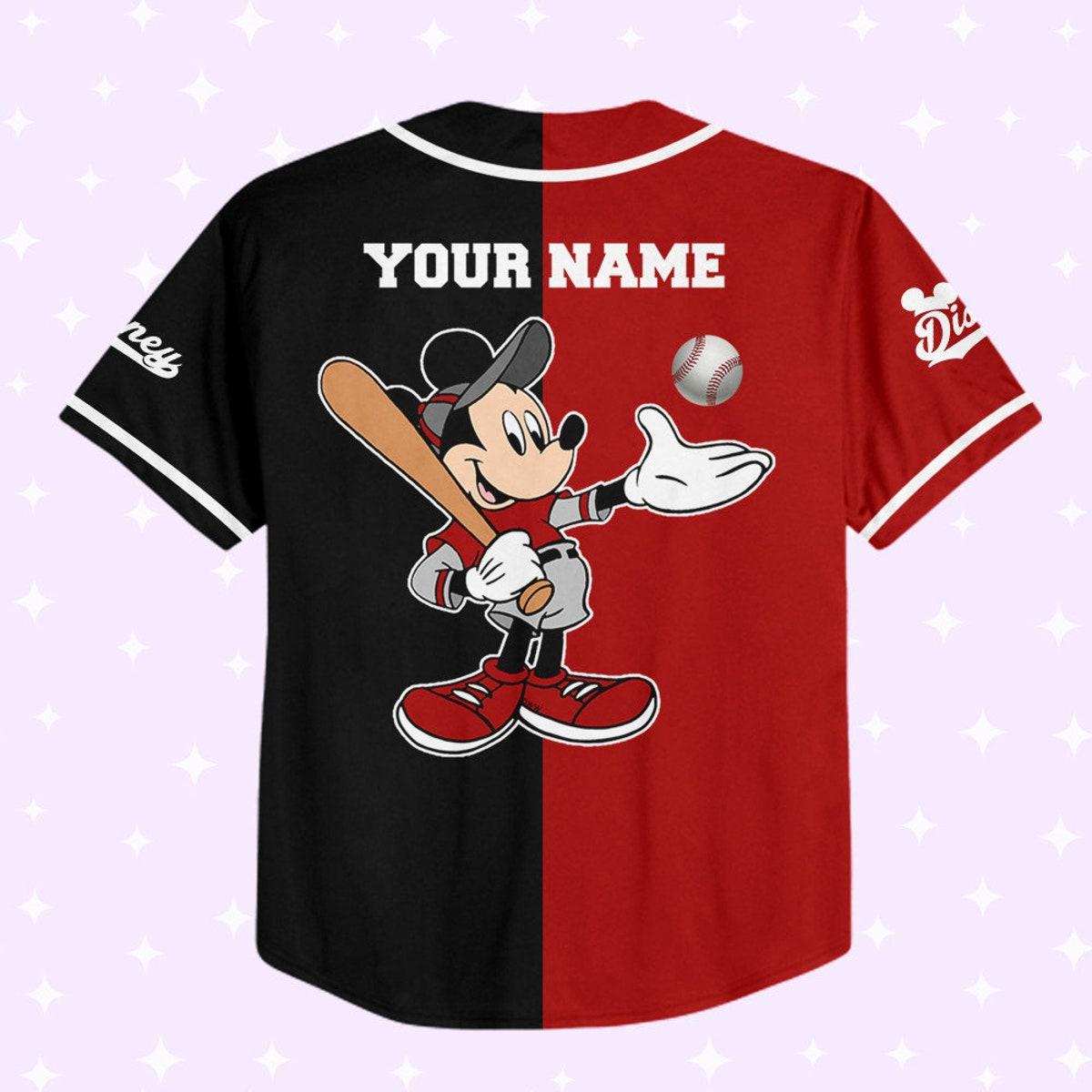 Personalize Mickey Baseball Red Black Custom Baseball Jersey 3