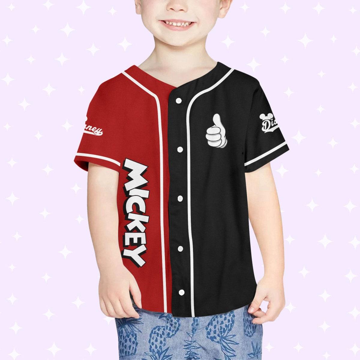 Personalize Mickey Baseball Red Black Custom Baseball Jersey 4