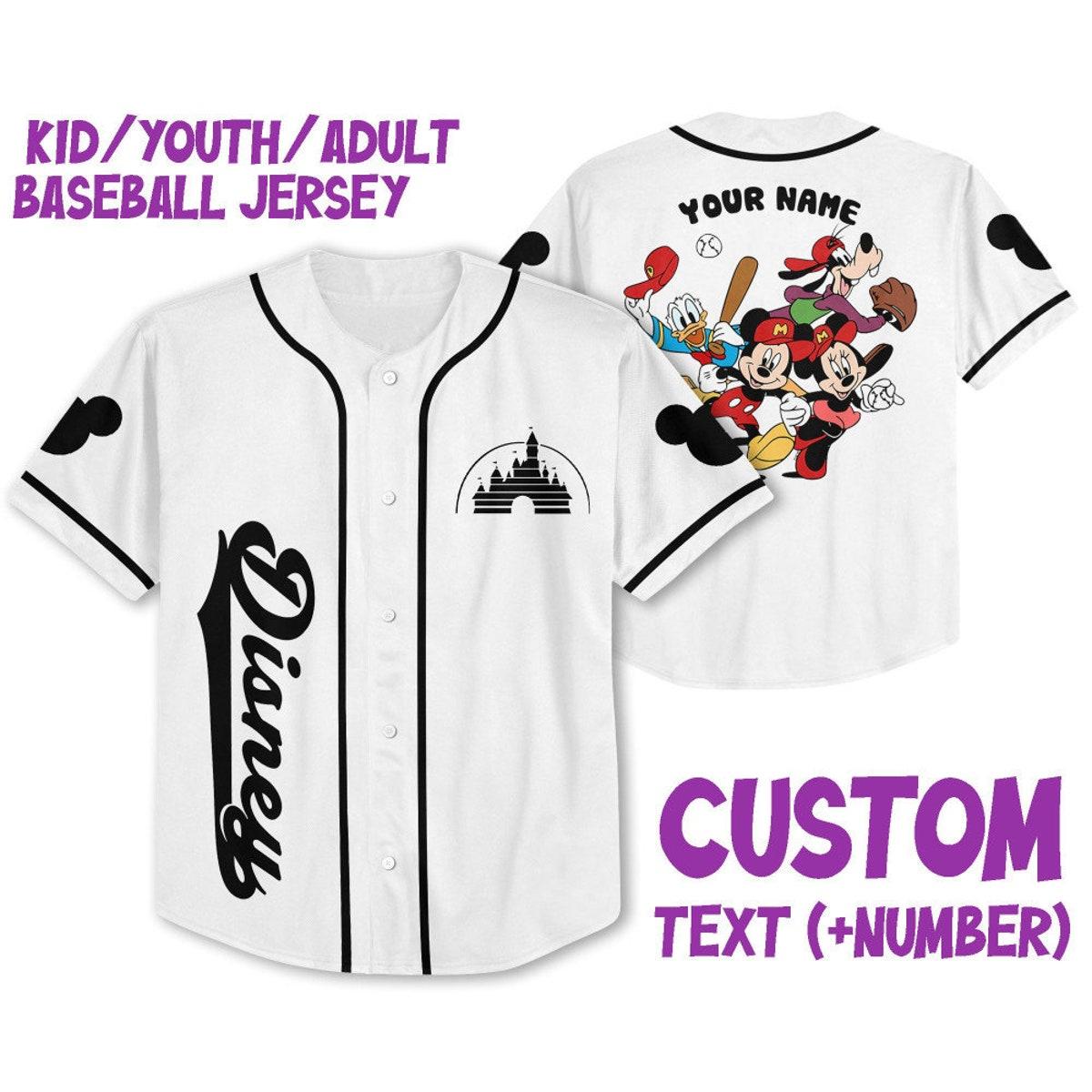 Personalize Mickey Castle Logo White Custom Baseball Jersey 1