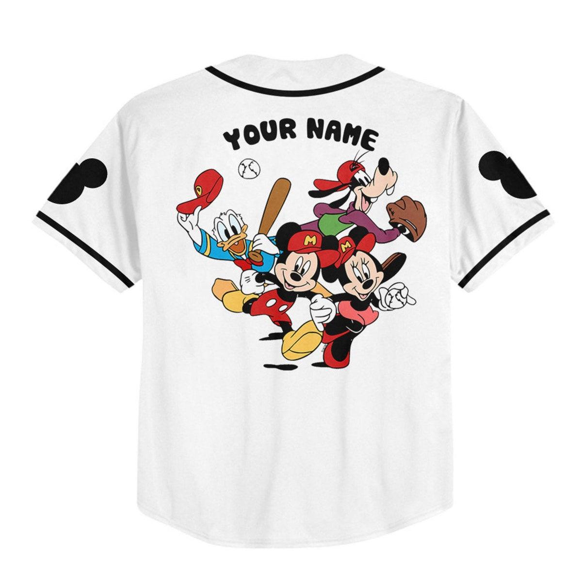 Personalize Mickey Castle Logo White Custom Baseball Jersey 3