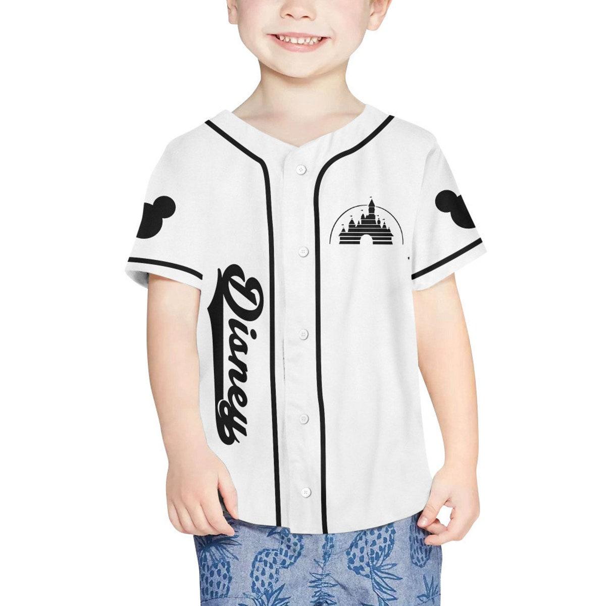 Personalize Mickey Castle Logo White Custom Baseball Jersey 4