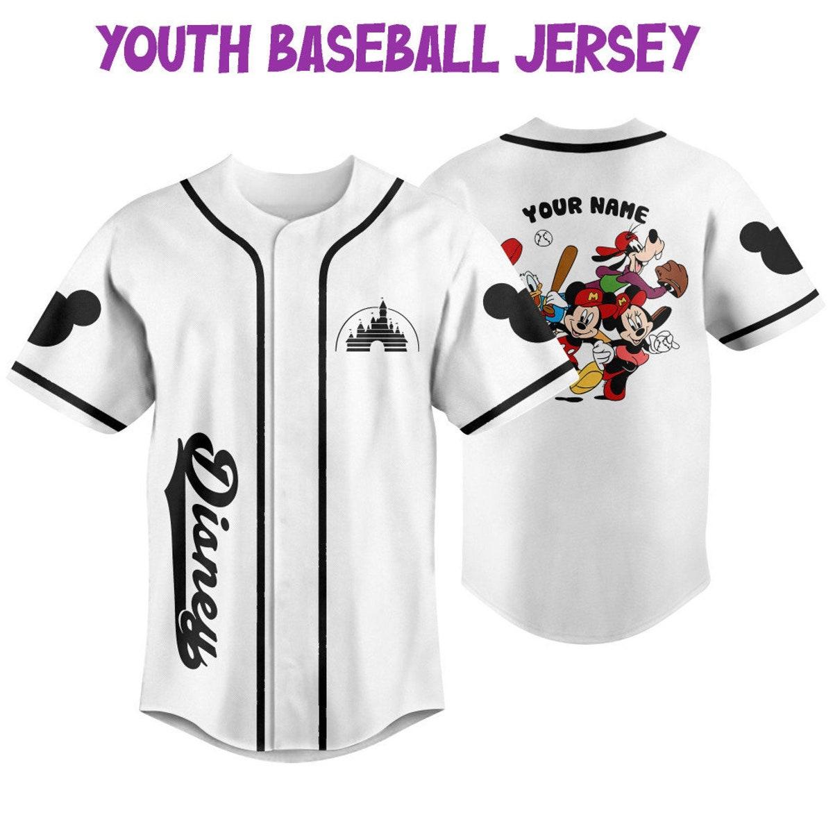 Personalize Mickey Castle Logo White Custom Baseball Jersey 5