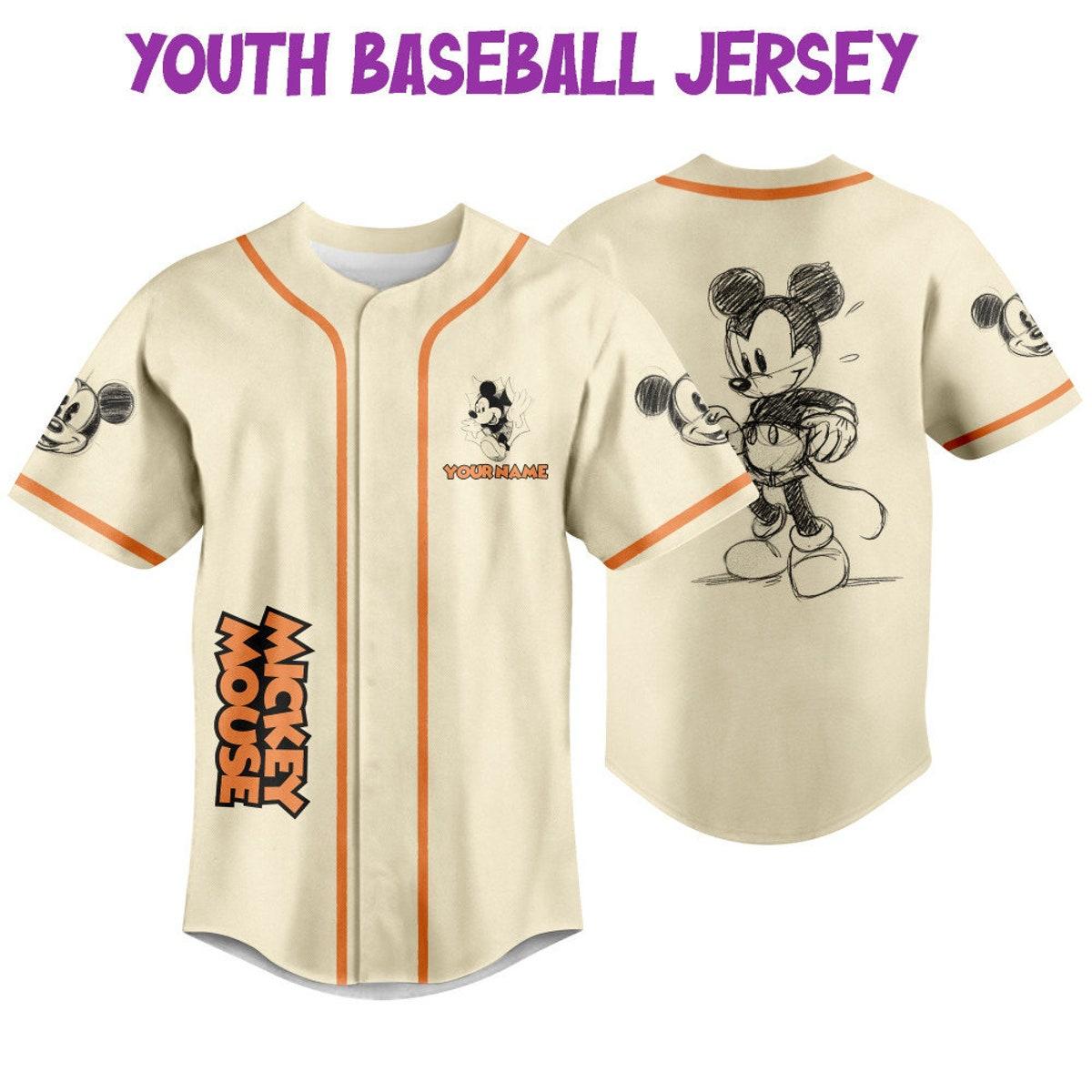 Personalize Mickey Classic Sketup Custom Baseball Jersey 5