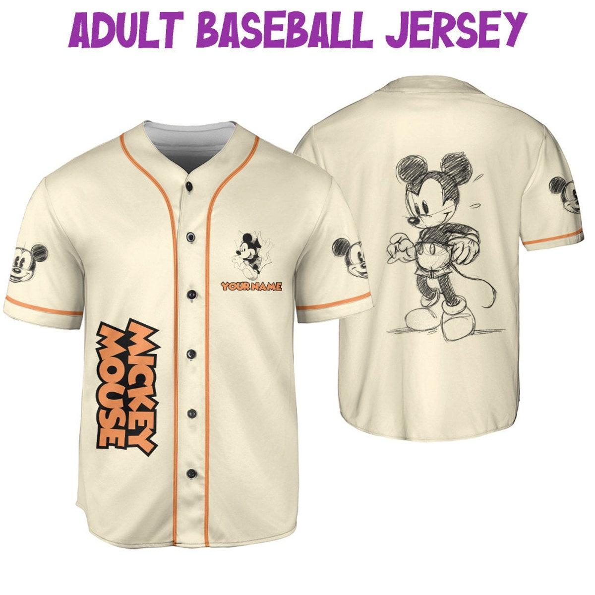 Personalize Mickey Classic Sketup Disney Baseball Jersey 6