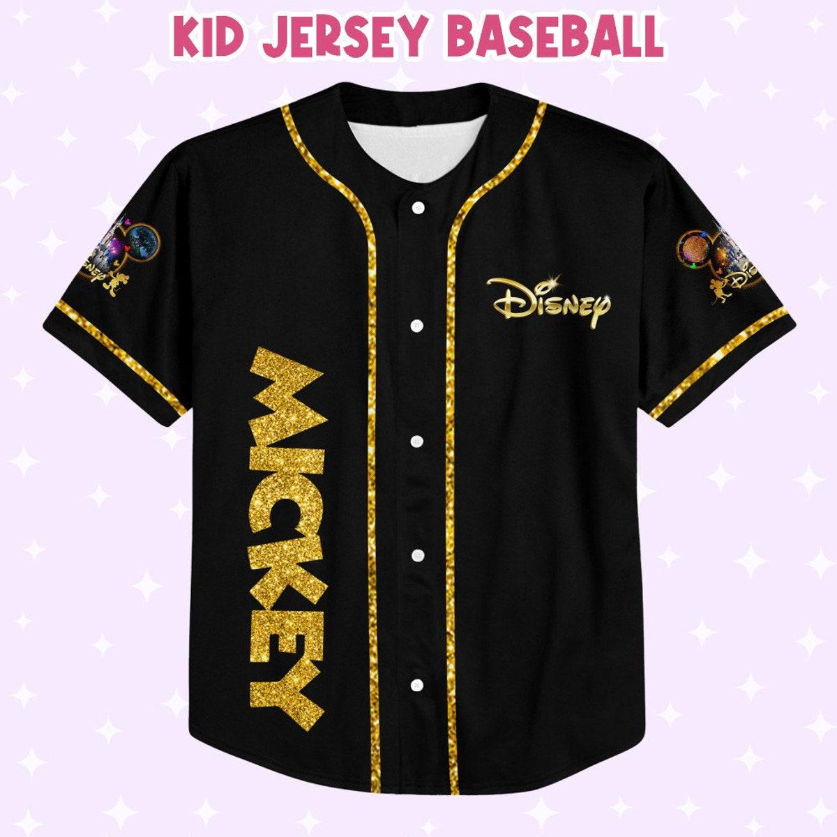 Personalize Mickey Gold Texture Custom Disney Baseball Jersey 2