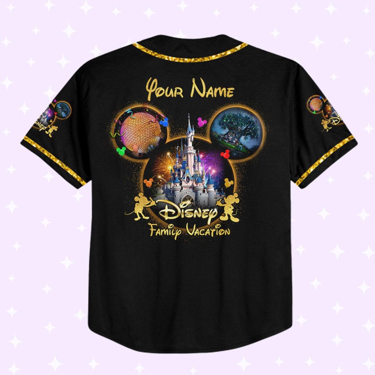 Personalize Mickey Gold Texture Custom Disney Baseball Jersey 3