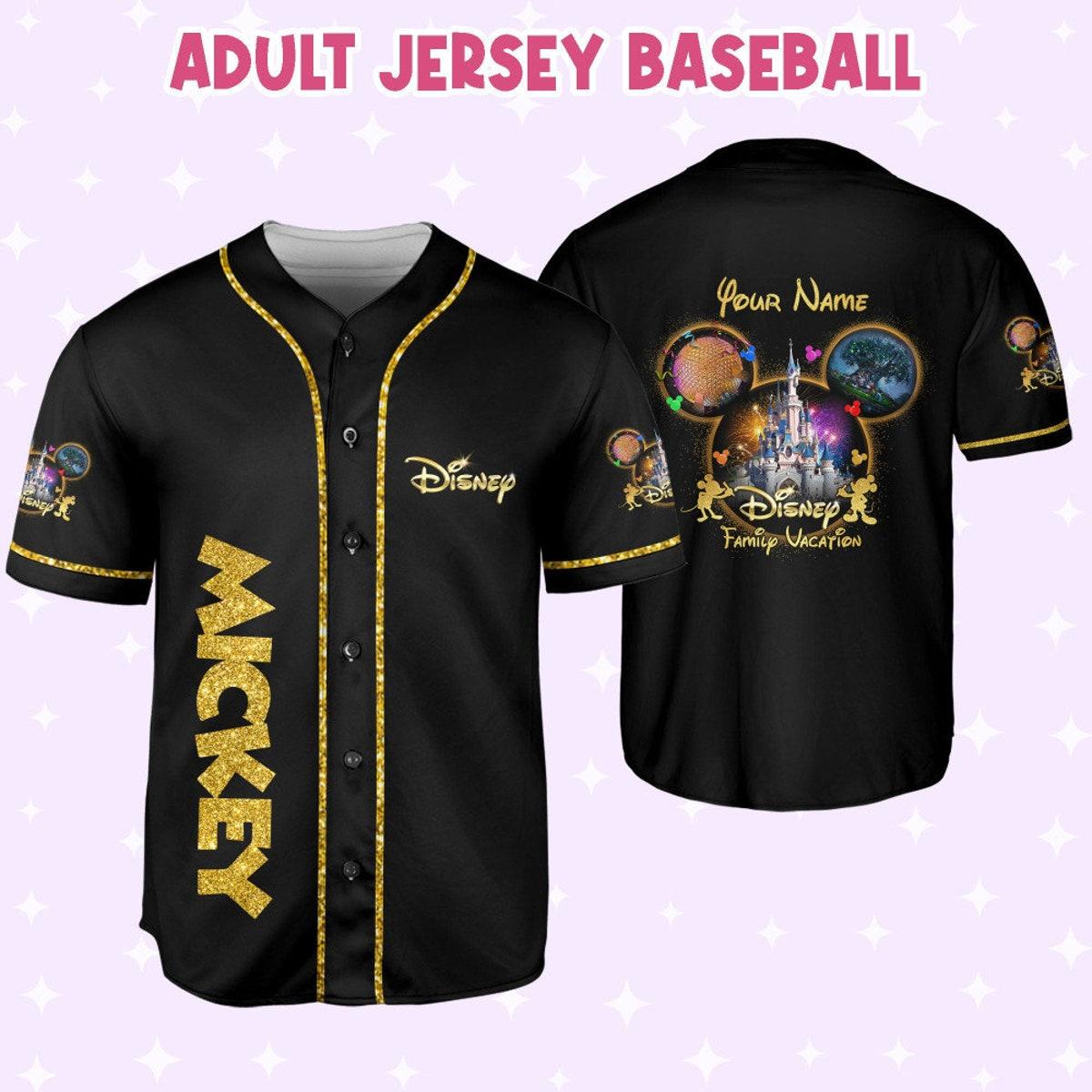 Personalize Mickey Gold Texture Custom Disney Baseball Jersey 6