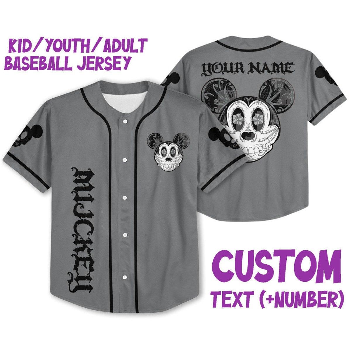 Personalize Mickey Mouse Sugar Skull Custom Disney Baseball Jersey 1