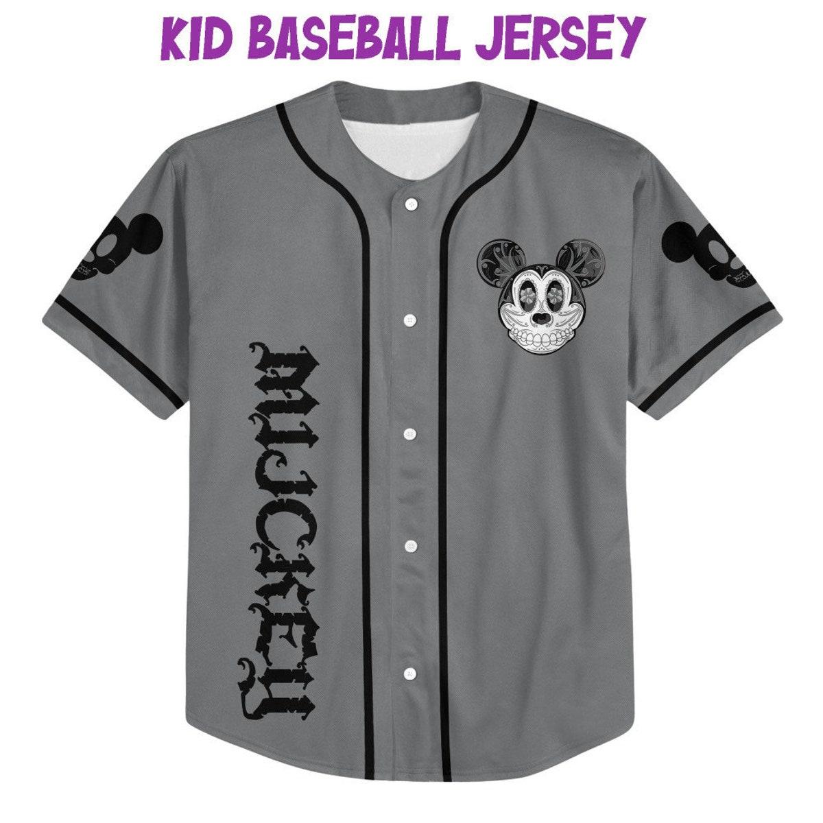 Personalize Mickey Mouse Sugar Skull Custom Disney Baseball Jersey 2