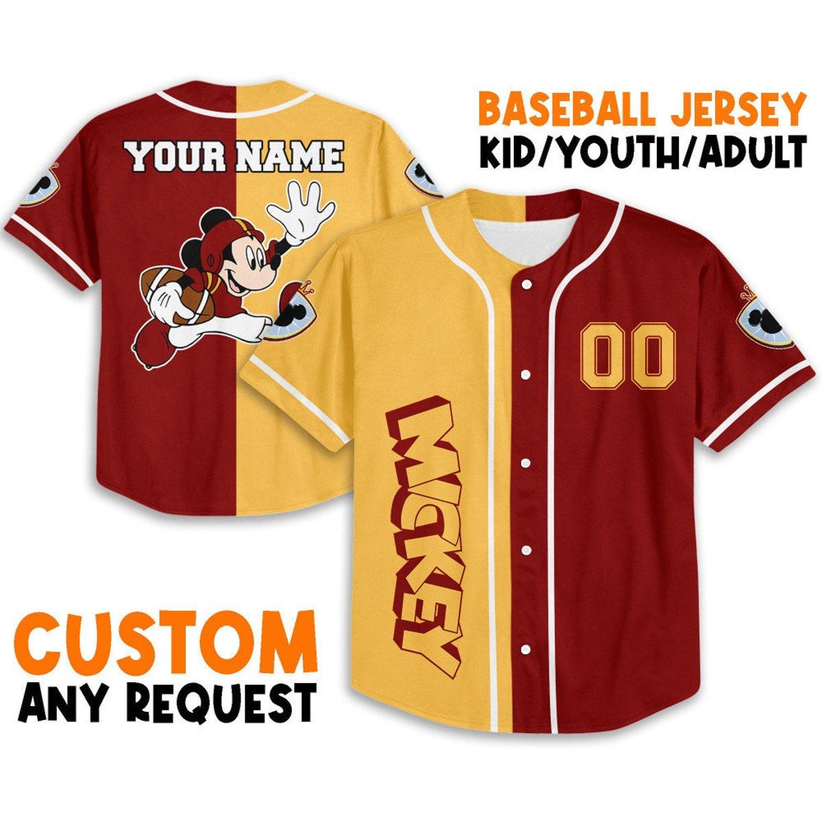 Personalize Mickey Rugby Red Sports Disney Baseball Jersey 1