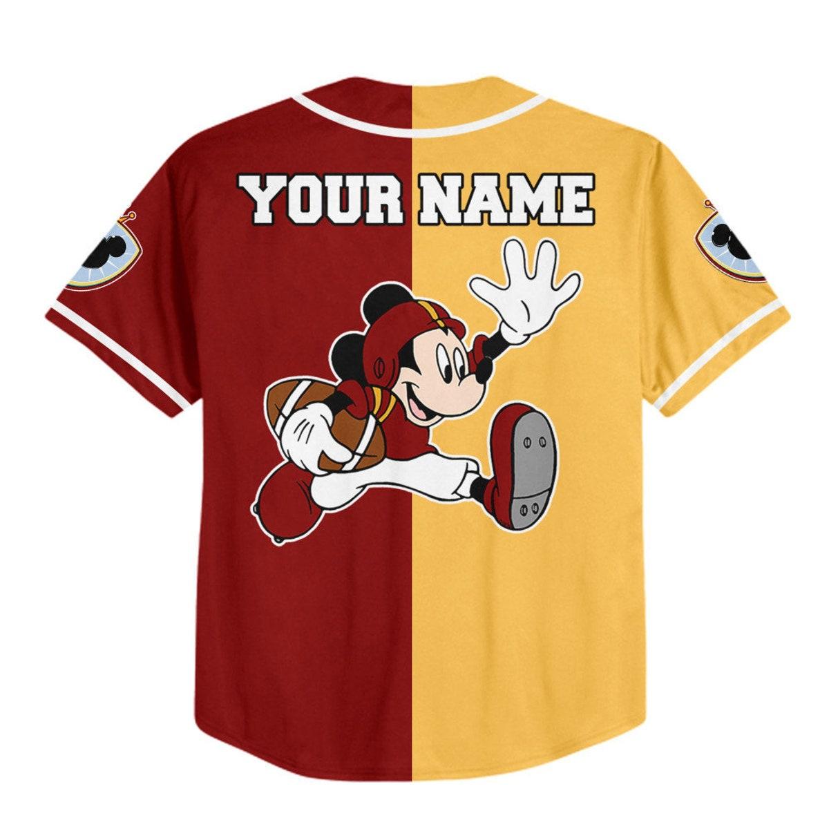 Personalize Mickey Rugby Red Sports Disney Baseball Jersey 3