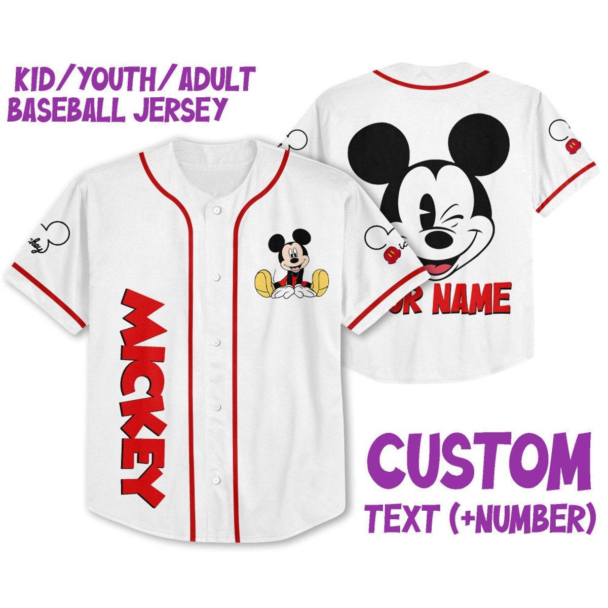 Personalize Mikey Disney Smile White Custom Baseball Jersey 1