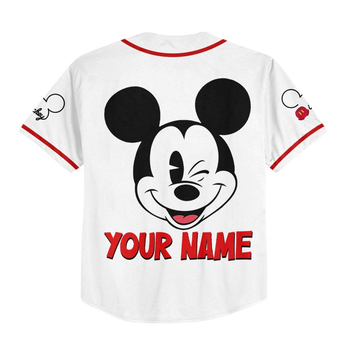 Personalize Mikey Disney Smile White Custom Baseball Jersey 3