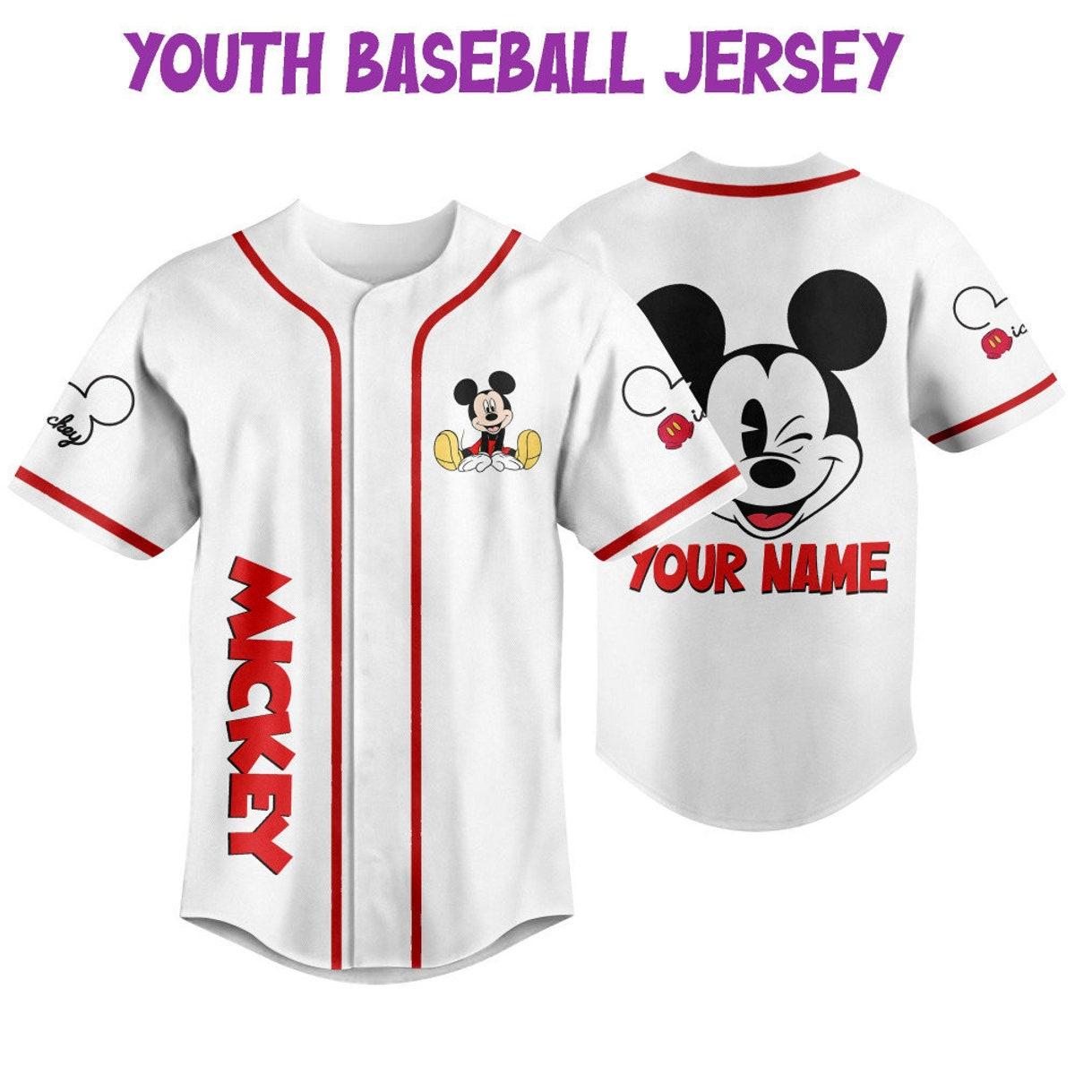 Personalize Mikey Disney Smile White Custom Baseball Jersey 5