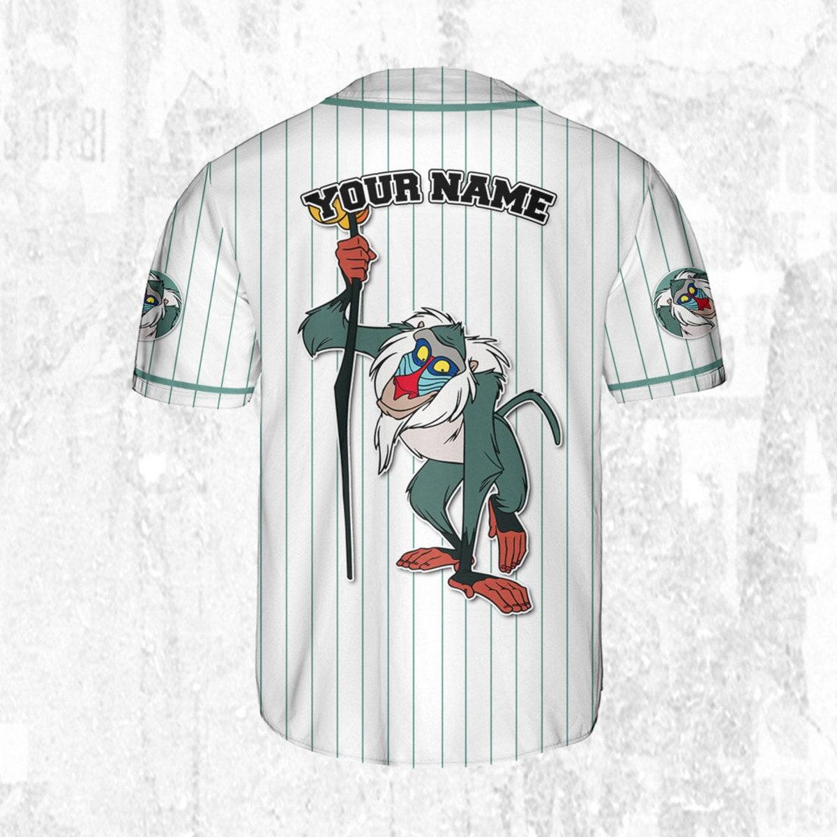 Personalize Princess Lion King Rafik White Mint Baseball Jersey 4