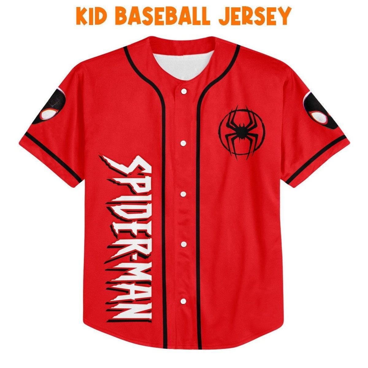 Personalize Spider Man Across The Spider Verse Couple Red Baseball Jersey 2