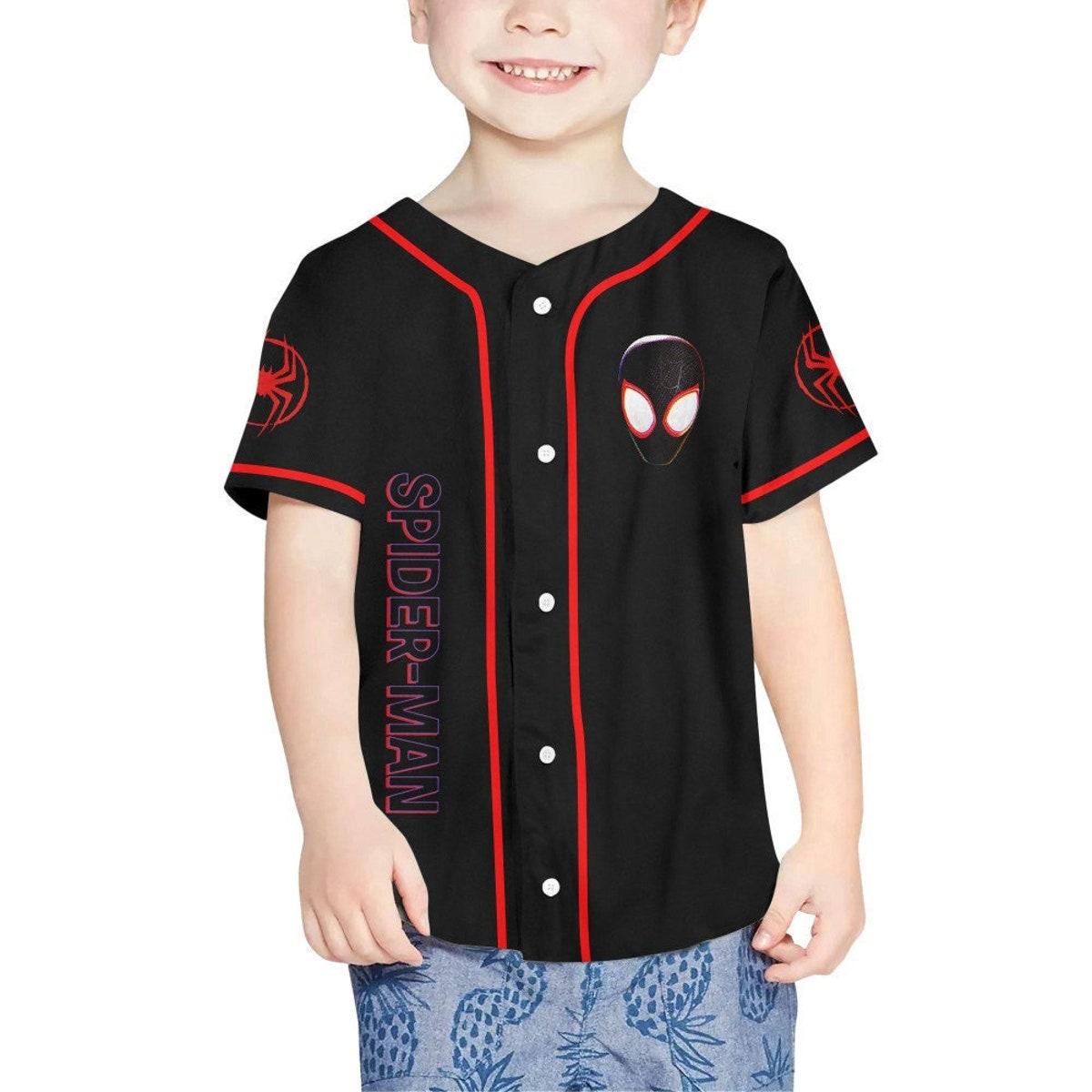 Personalize Spider Man Across The Spider Verse Jumping Baseball Jersey 4