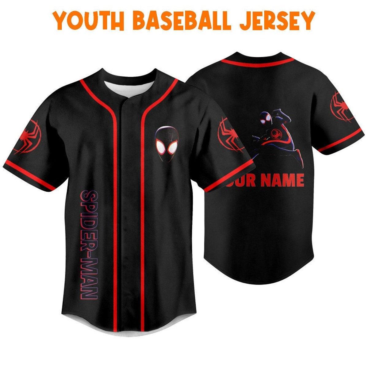 Personalize Spider Man Across The Spider Verse Jumping Baseball Jersey 5