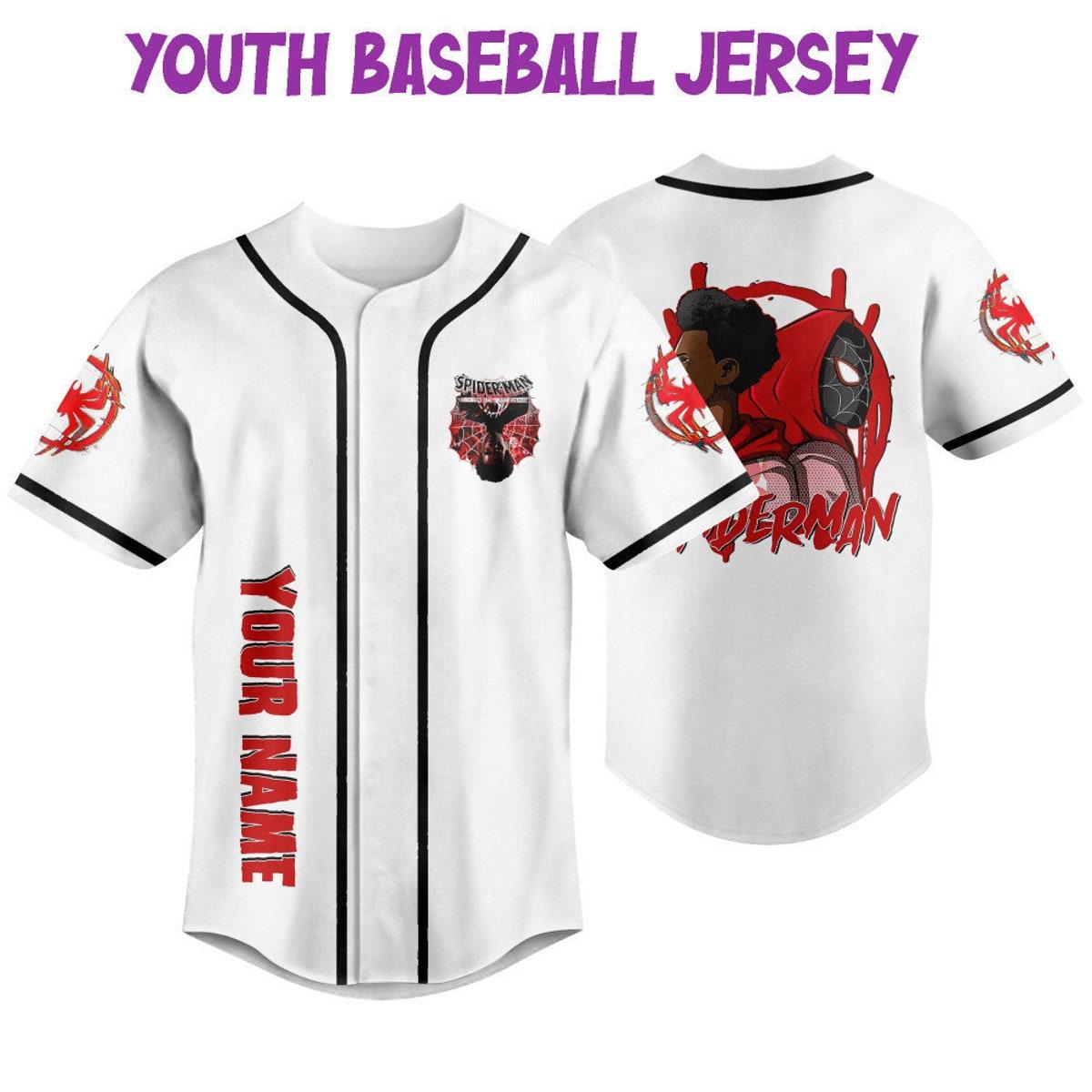 Personalize Spider Man Across The Spider Verse Red Baseball Jersey 5