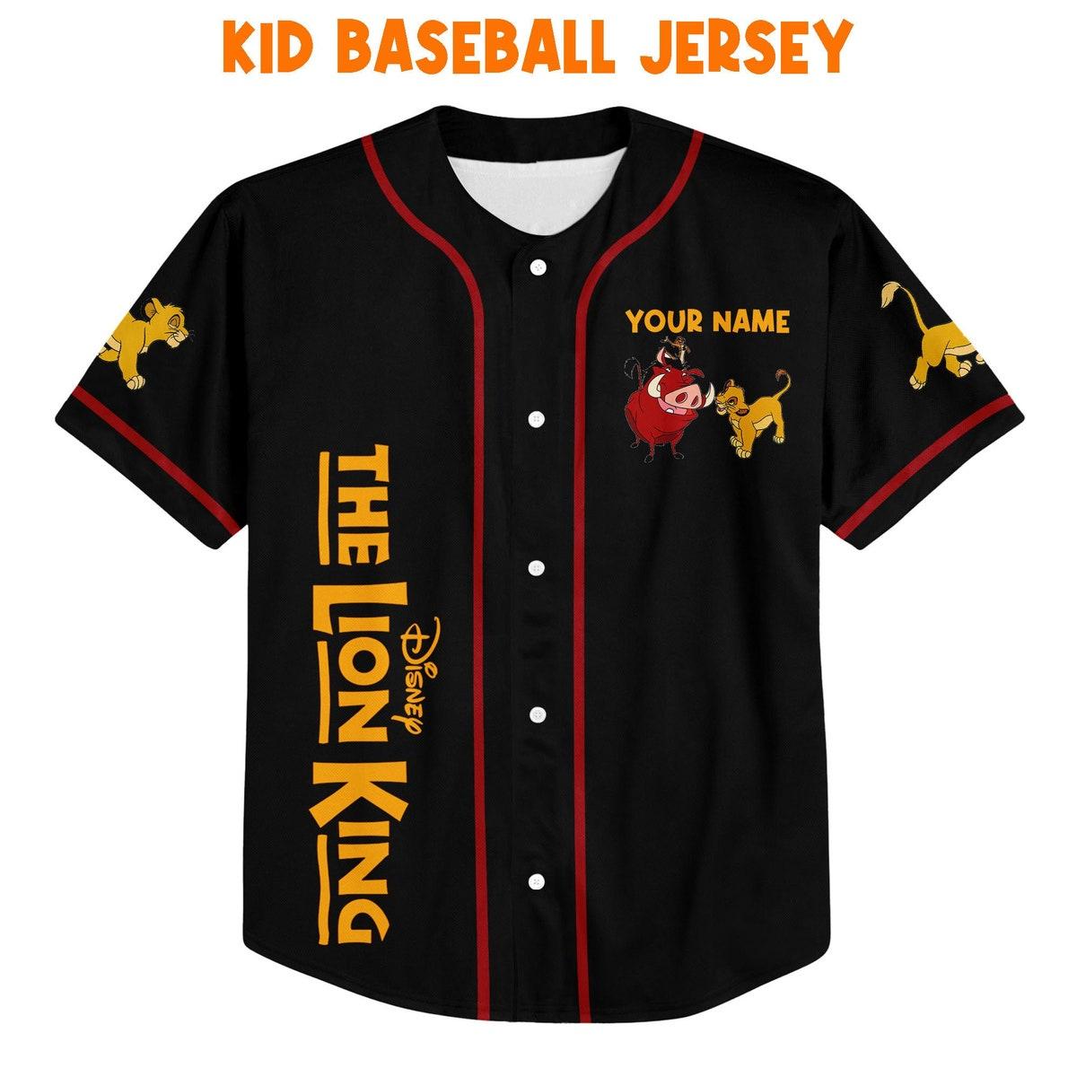 Personalize The Lion King Baby Simba Timon Pumbaa Black Baseball Jersey 2