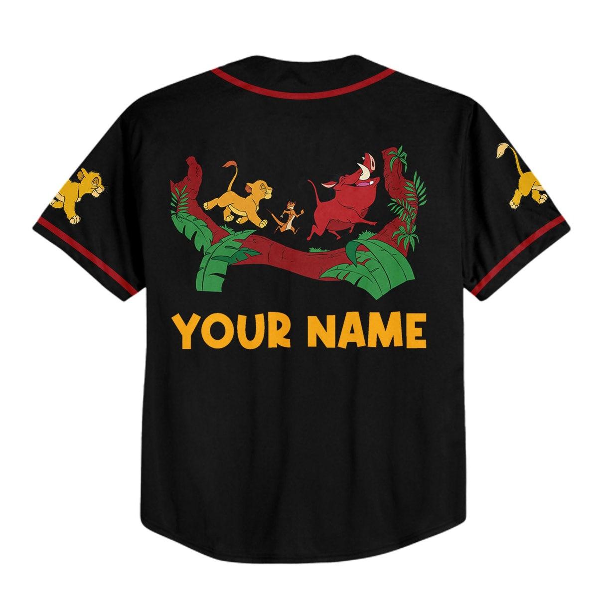 Personalize The Lion King Baby Simba Timon Pumbaa Black Baseball Jersey 3