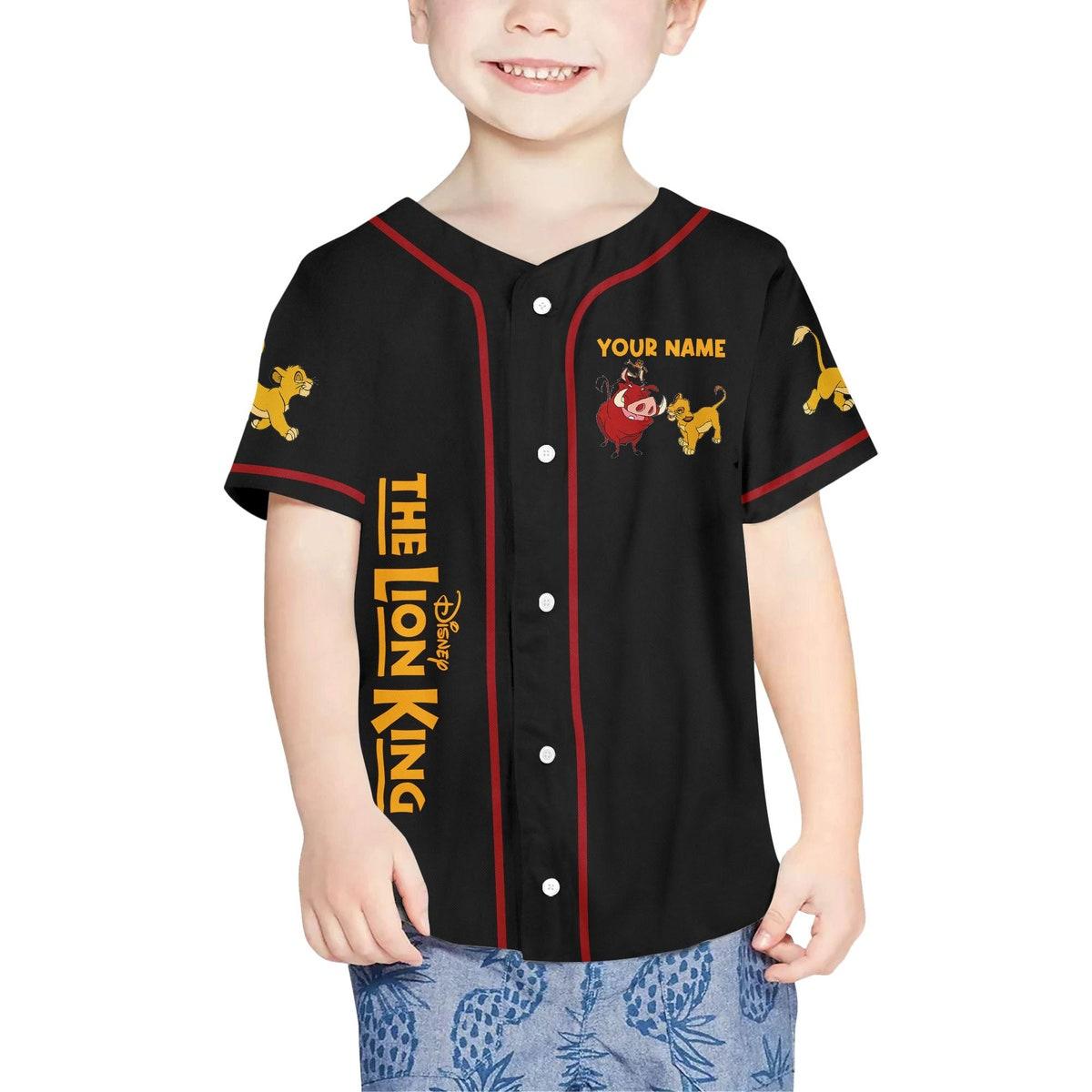 Personalize The Lion King Baby Simba Timon Pumbaa Black Baseball Jersey 4