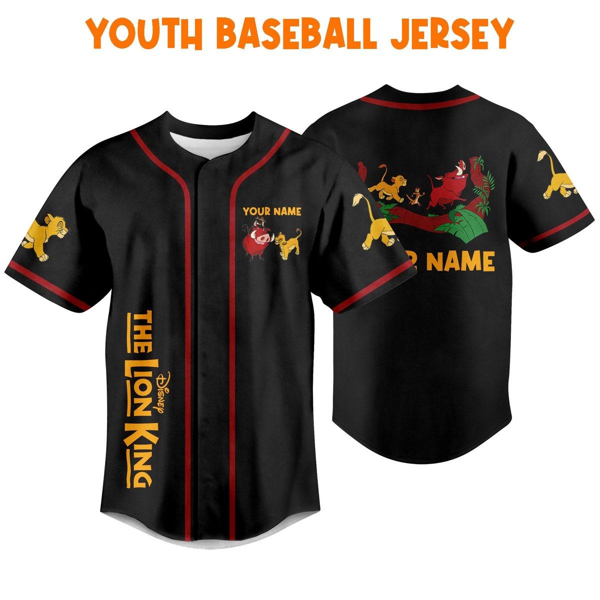 Personalize The Lion King Baby Simba Timon Pumbaa Black Baseball Jersey 5