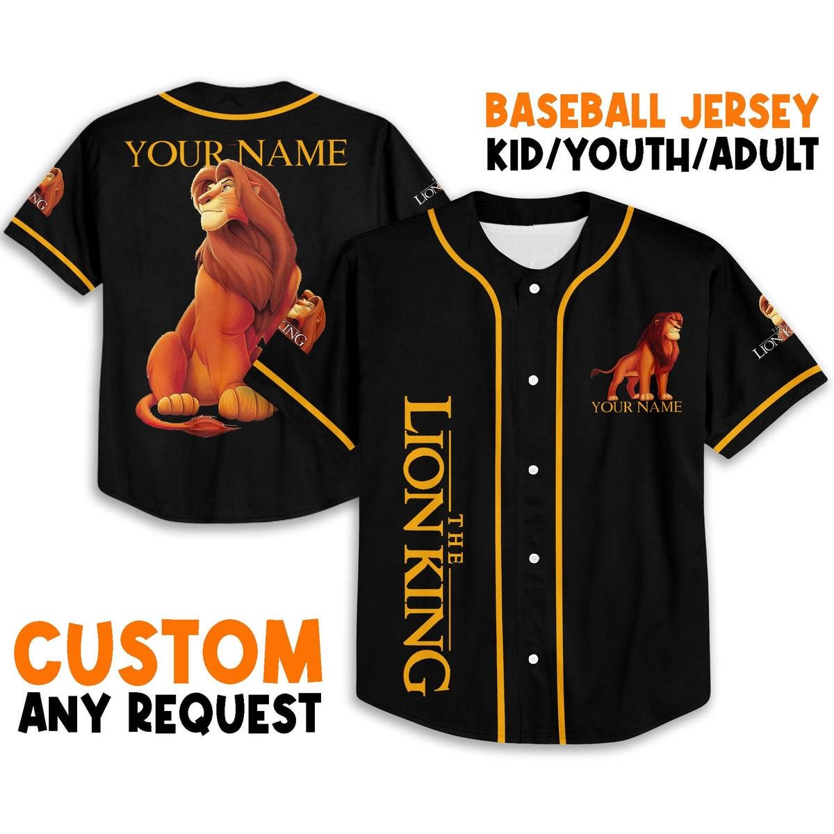 Personalize The Lion King Black Color Disney Baseball Jersey 1