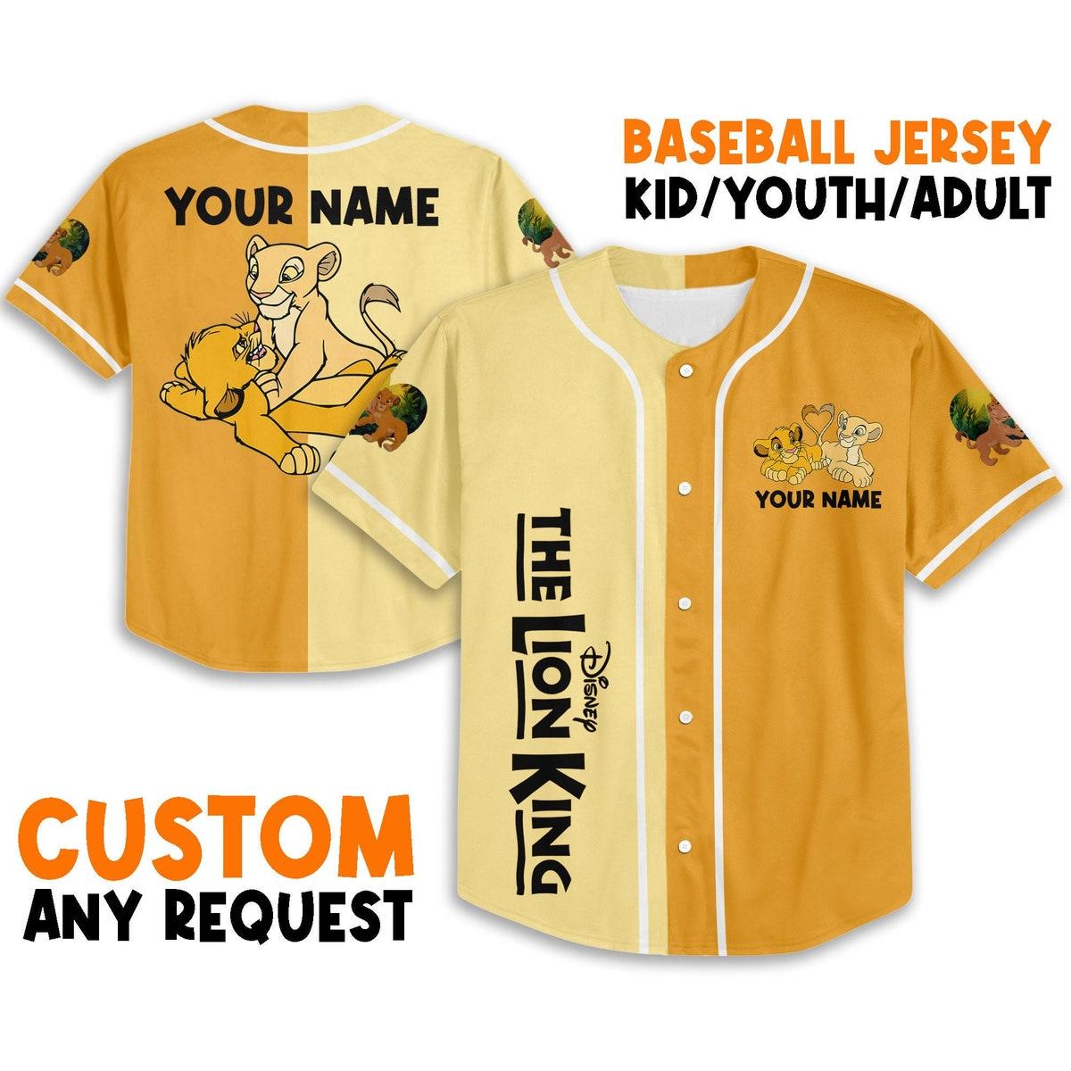 Personalize The Lion King Couple Baby Simba Nala Half And Half Baseball Jersey 1