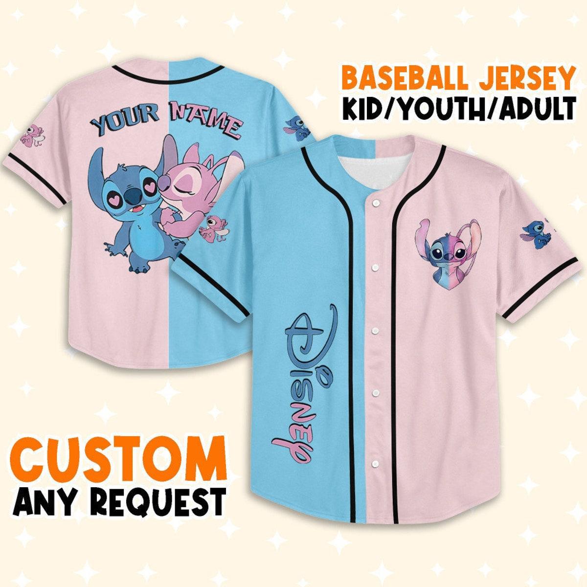 Personalize Vintage Disney Stitch And Angel Baseball Jersey 1