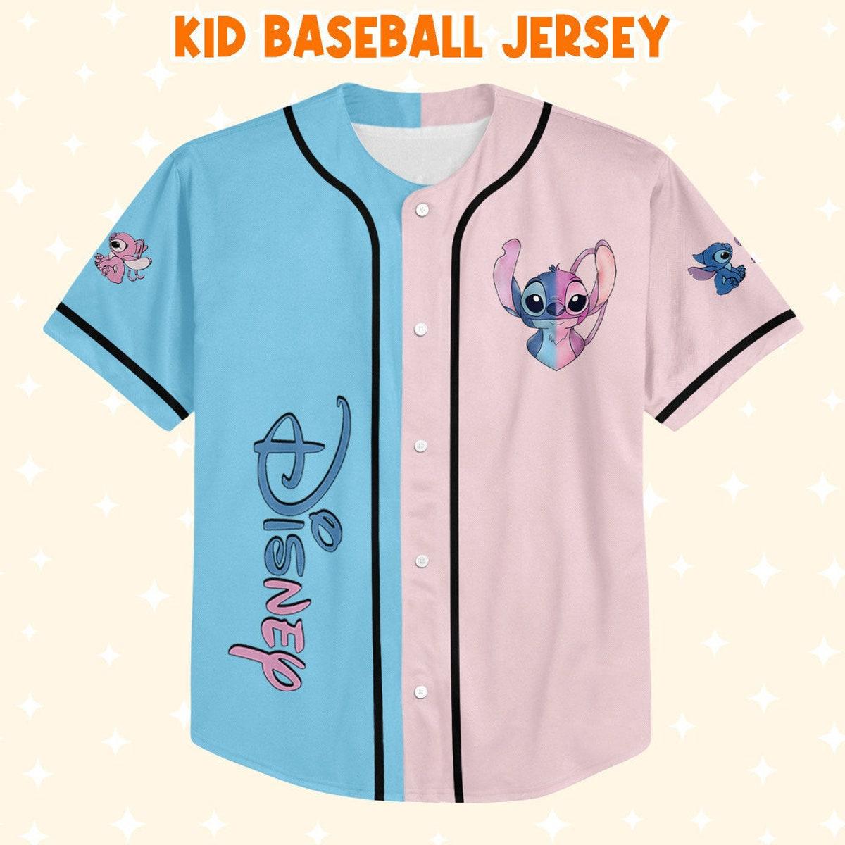 Personalize Vintage Disney Stitch And Angel Baseball Jersey 2