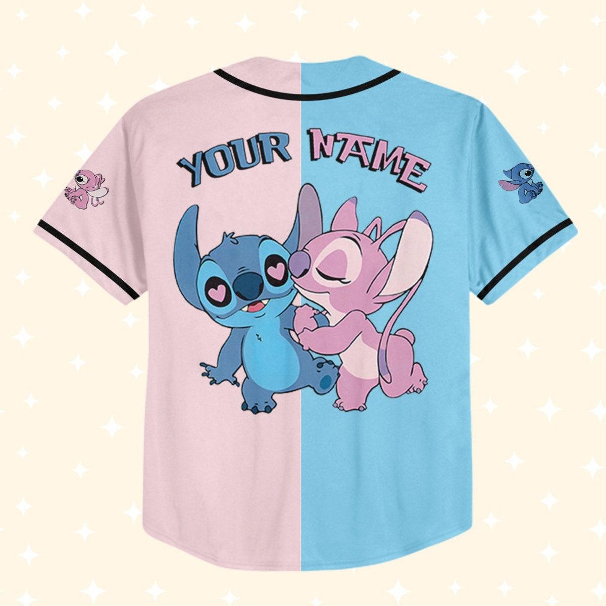 Personalize Vintage Disney Stitch And Angel Baseball Jersey 3