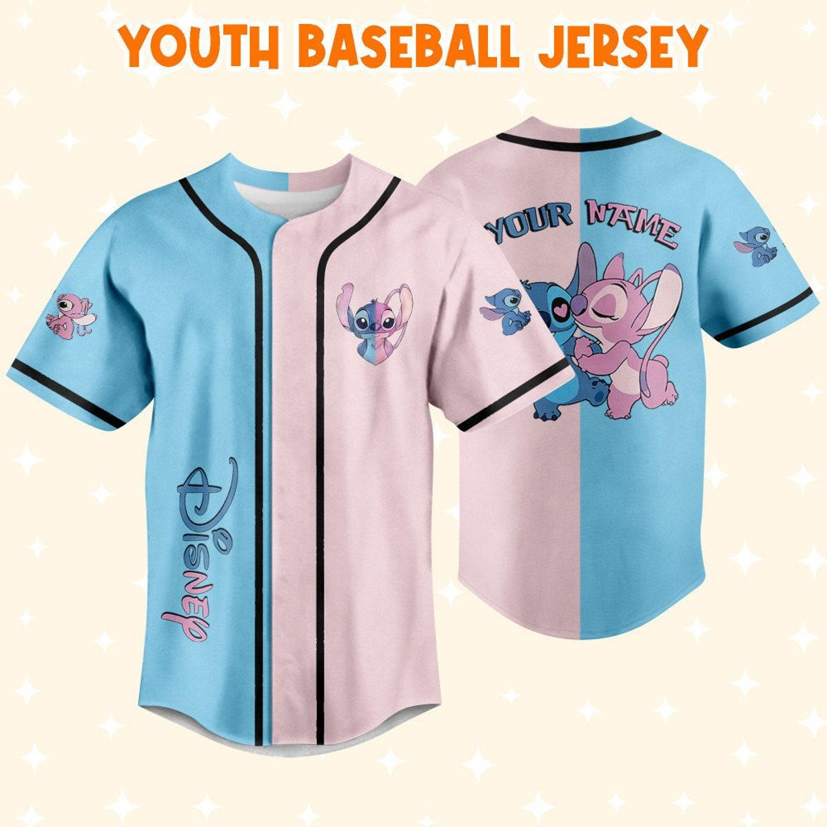 Personalize Vintage Disney Stitch And Angel Baseball Jersey 5