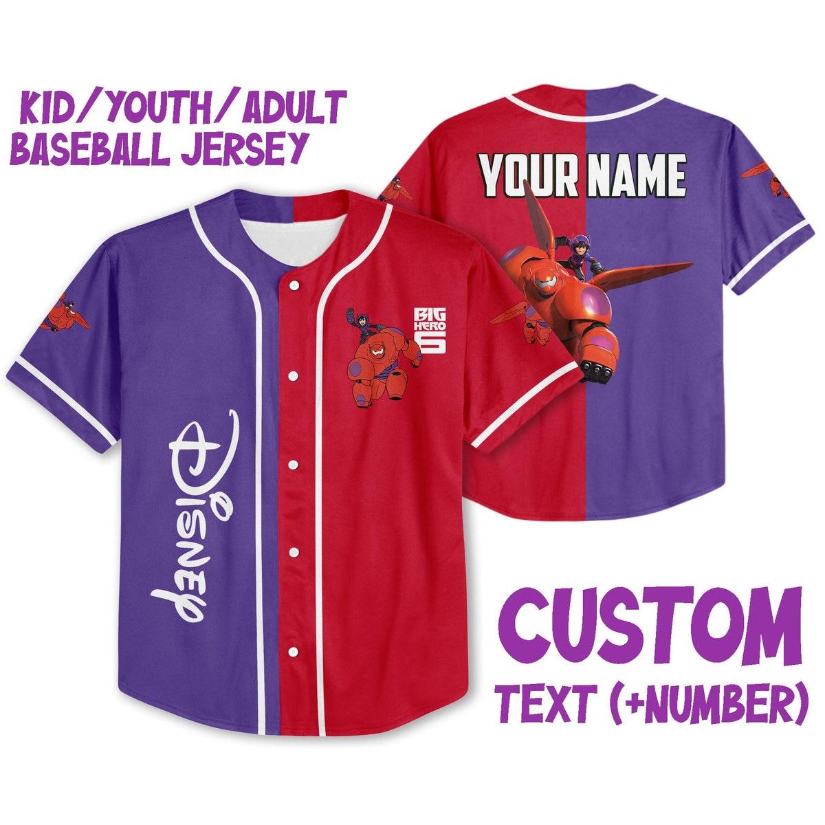 Personalized Disney Big Hero 6 Baymax And Hiro Custom Baseball Jersey 1