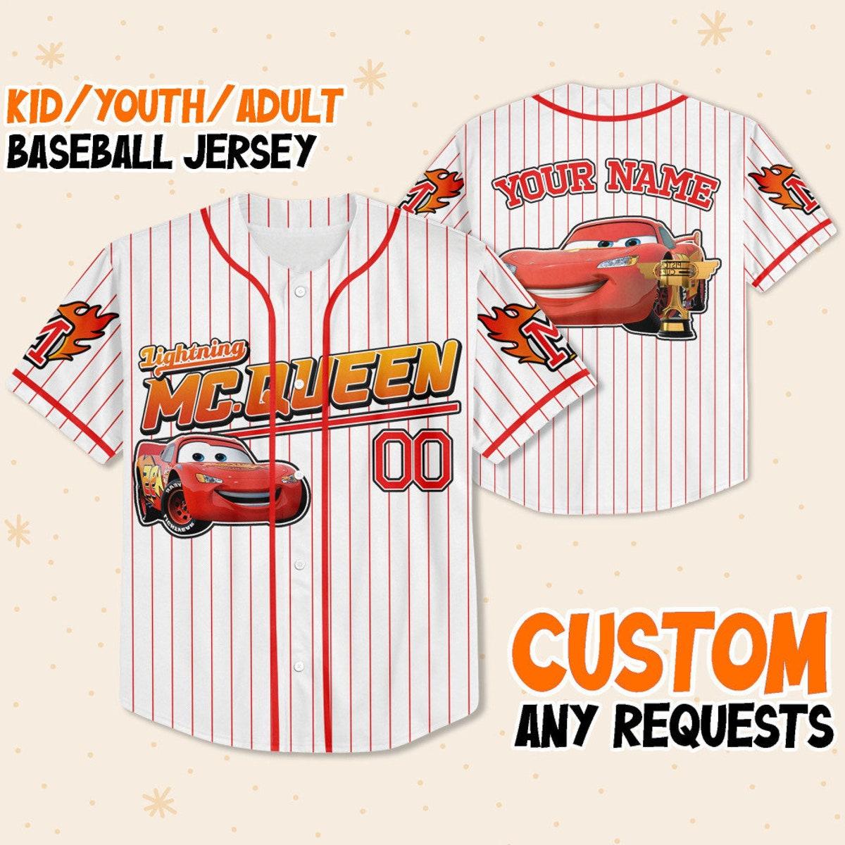 Personalized Disney Cars Lightning Mcqueen Baseball Jersey 1