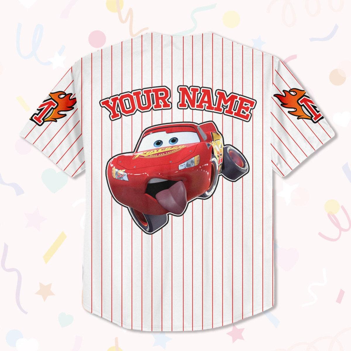 Personalized Disney Cars Lightning Mcqueen Collection Awesome Baseball Jersey 3