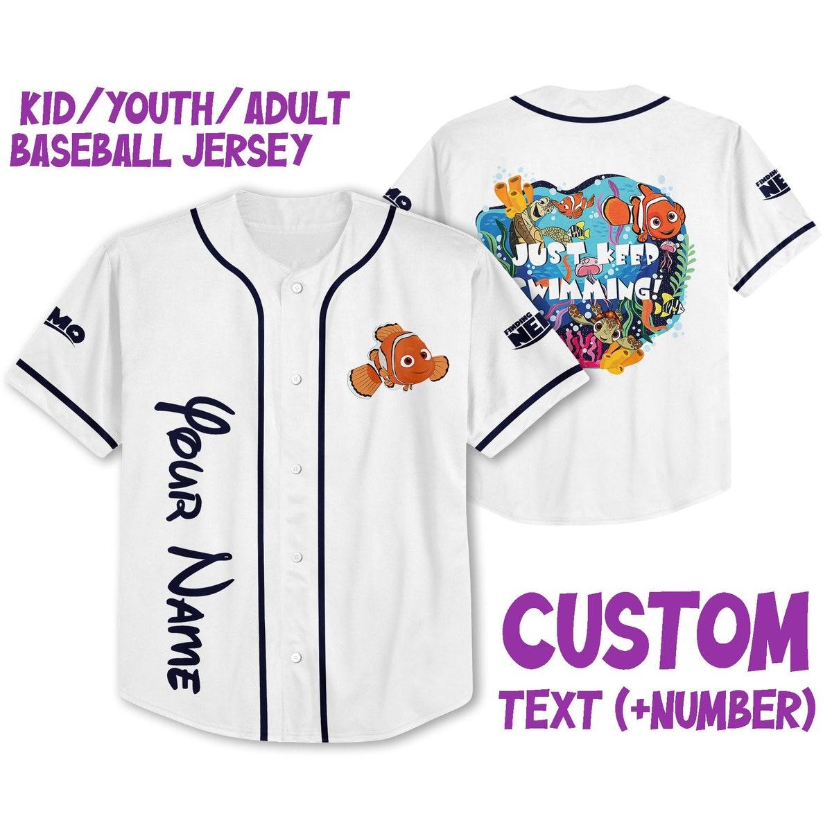 Personalized Disney Finding Nemo Swimming Baseball Jersey 1