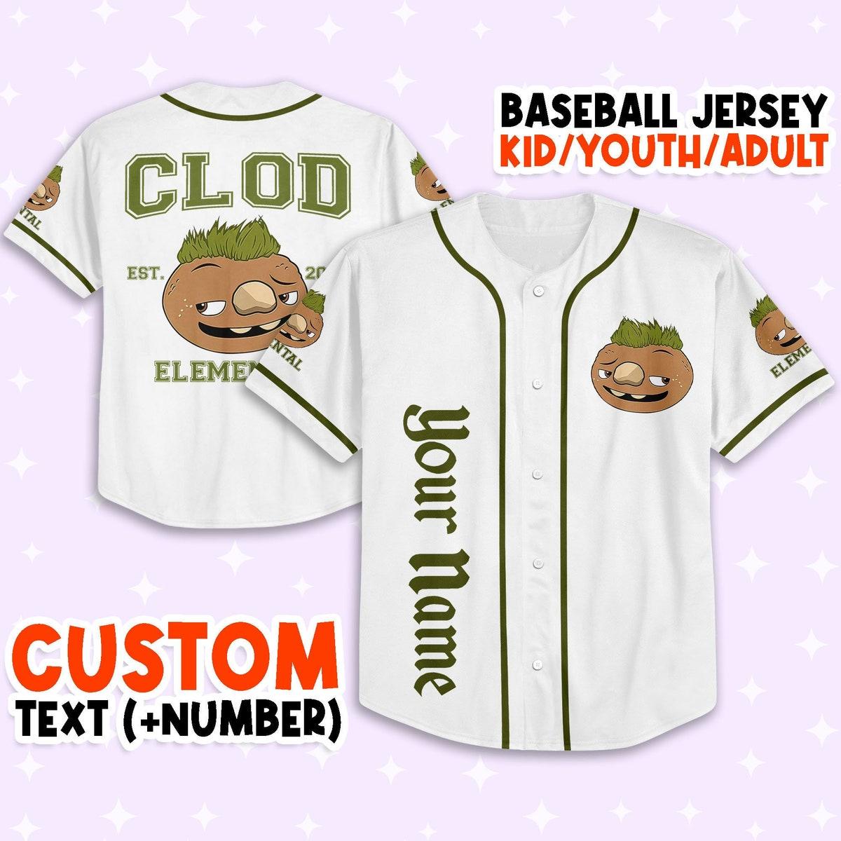 Personalized Disney Pixar Elemental Clod Baseball Jersey 1