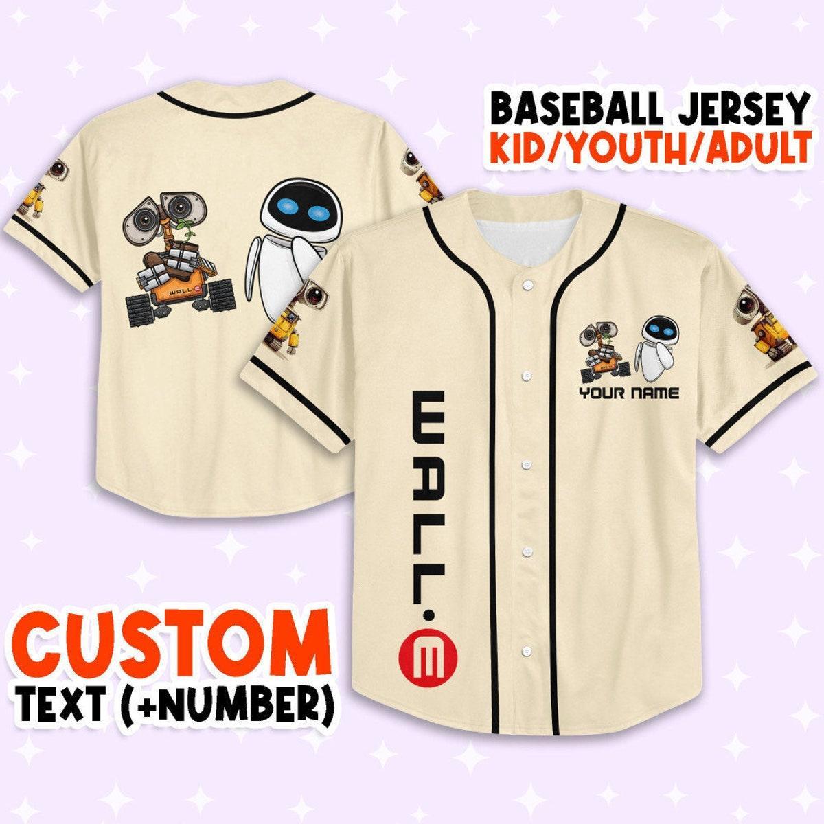 Personalized Disney Wall e And Eve Baseball Jersey 1