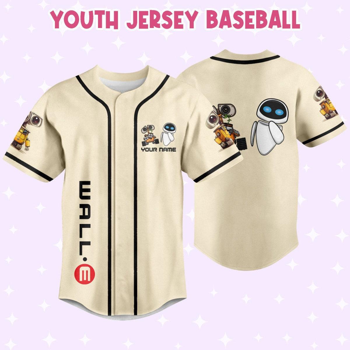 Personalized Disney Wall e And Eve Baseball Jersey 5