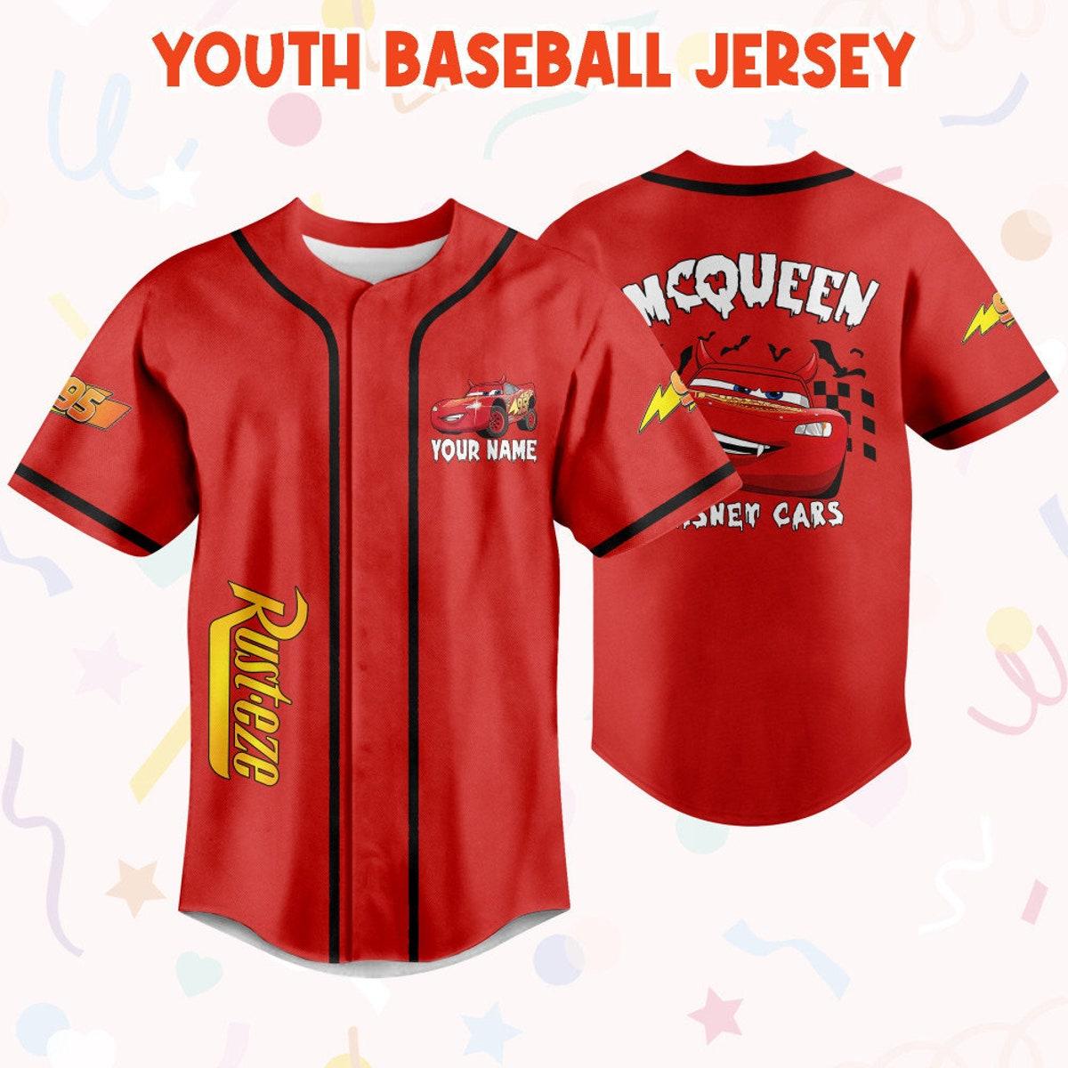 Personalized Halloween Cars Mcqueen Disney Cars Baseball Jersey 5